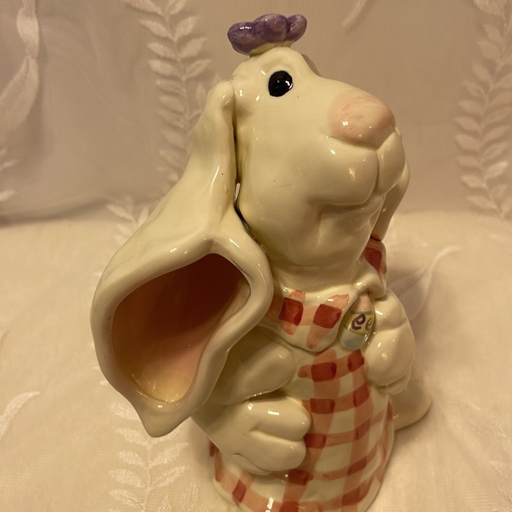 Floppy Eared Rabbit Easter Ceramic Farmhouse Cottagecore Rabbit/ Bunny. No Chips - Picture 3 of 10